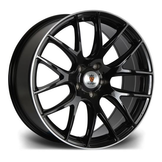 18" Stuttgart ST3 Gloss Black Polished Lip Alloy Wheels
