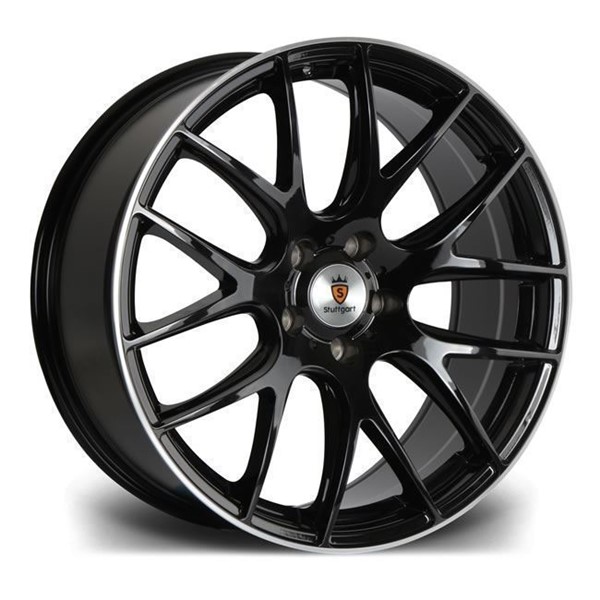 20" Stuttgart ST3 Gloss Black Polished Lip Alloy Wheels
