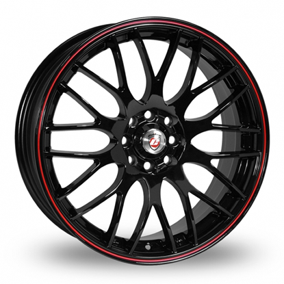 17" Calibre Motion Black Red Pinstripe Alloy Wheels