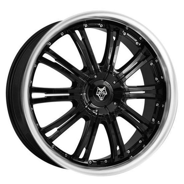 20" Wolfrace Vermont Gloss Black Polished Lip Alloy Wheels
